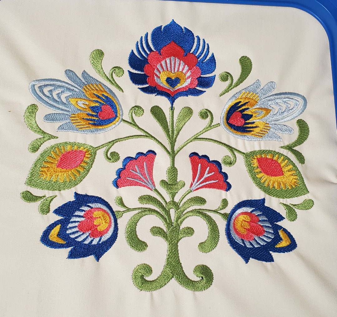 Wycinanki Style Polish Folk Art Floral Design P for Machine