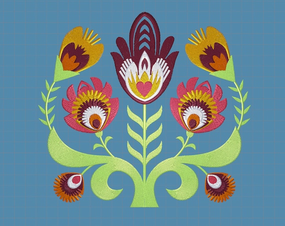 Wycinanki Style Polish Folk Art Floral Design Q 2sizes +