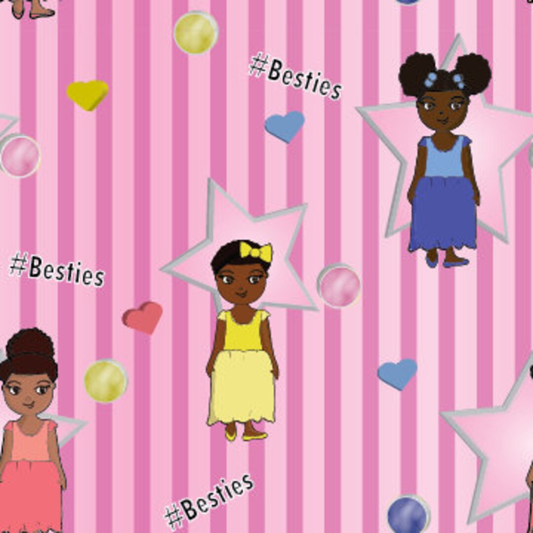 Besties Pretty Black Girls Fabric Etsy