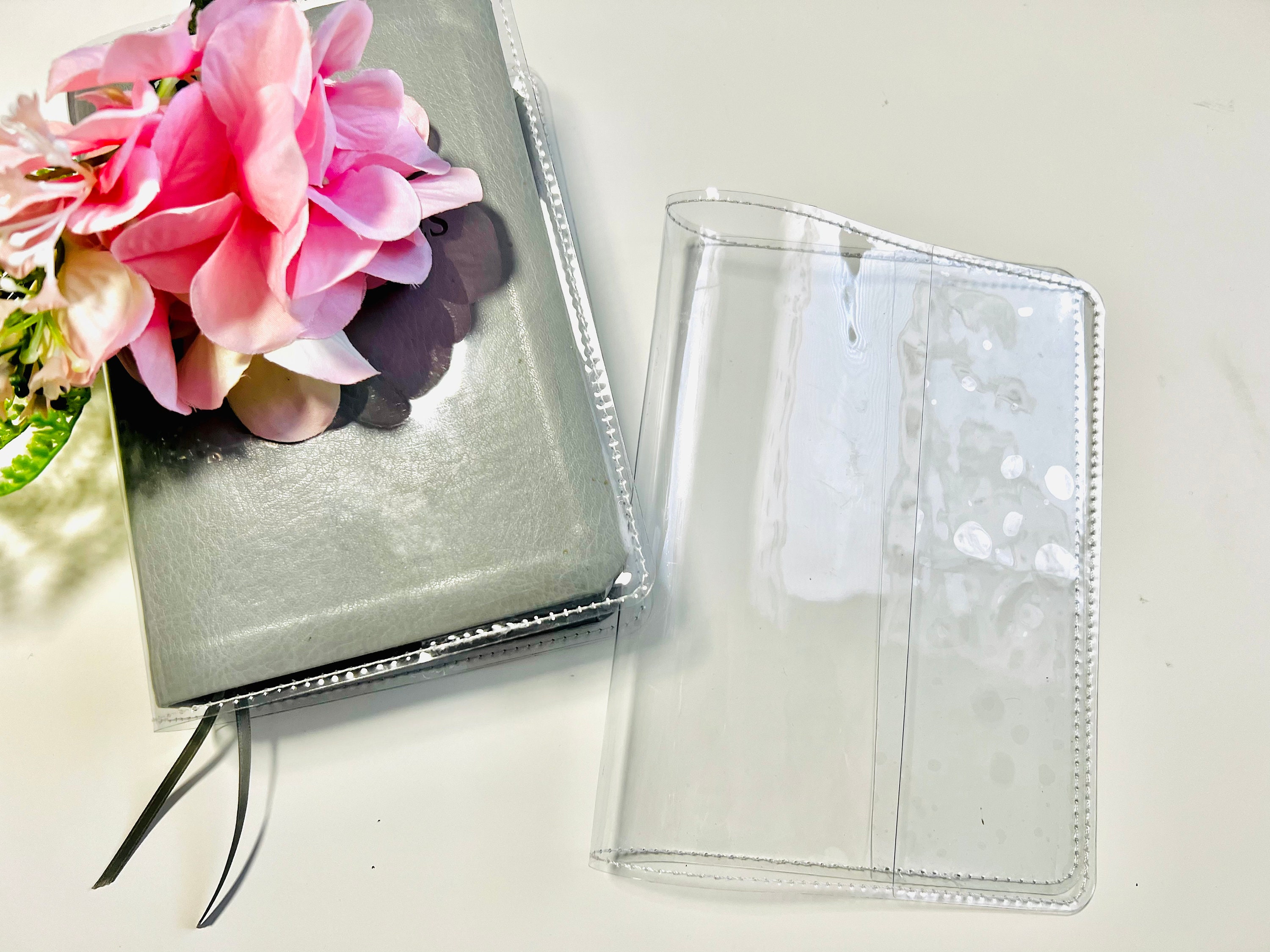 JW Bible Cover in Clear Glitter Plastic or Plain Clear 
