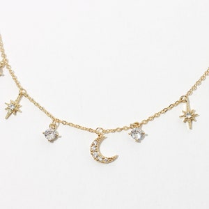 Stars & Moon - Necklace - Gold Plated - Dainty