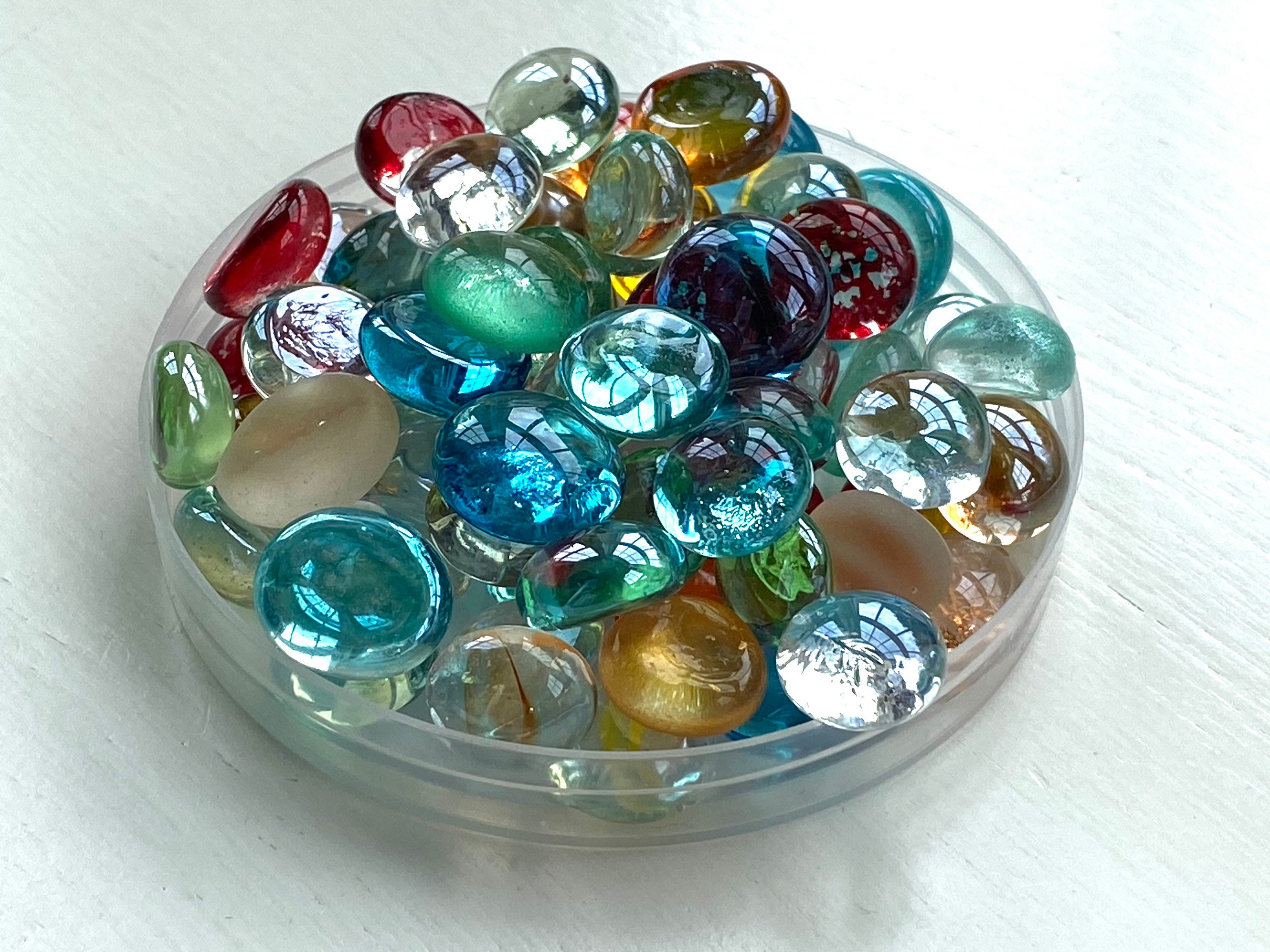 BULK Mini Flat Glass Marble Gems 2 lb bag assorted colors Etsy