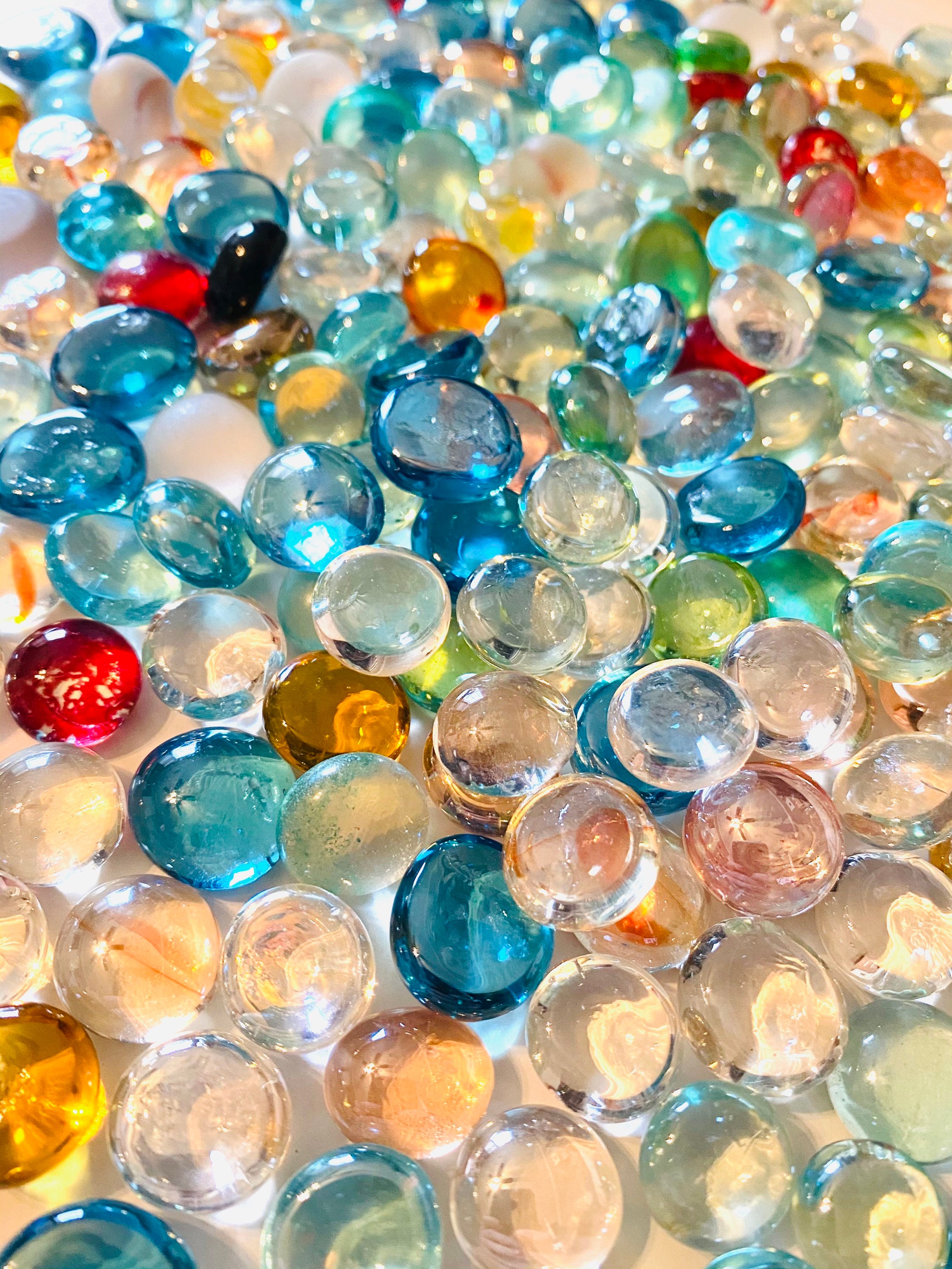 BULK Mini Flat Glass Marble Gems 2 lb bag assorted colors Etsy