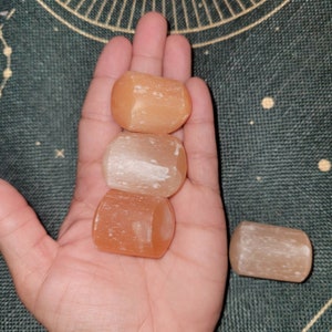 Peach Selenite hand carved