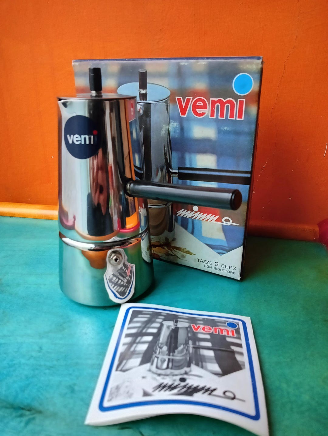 Vemi Machine Espresso Coffee Maker Vemi Design 3/1 Cups 18/10 Stainless Steel Mimma ...
