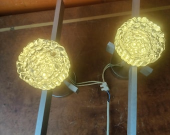 Coppia di lampade da parete Gaetano Sciolari vetro bullicante autentico Made in Italy 1970s