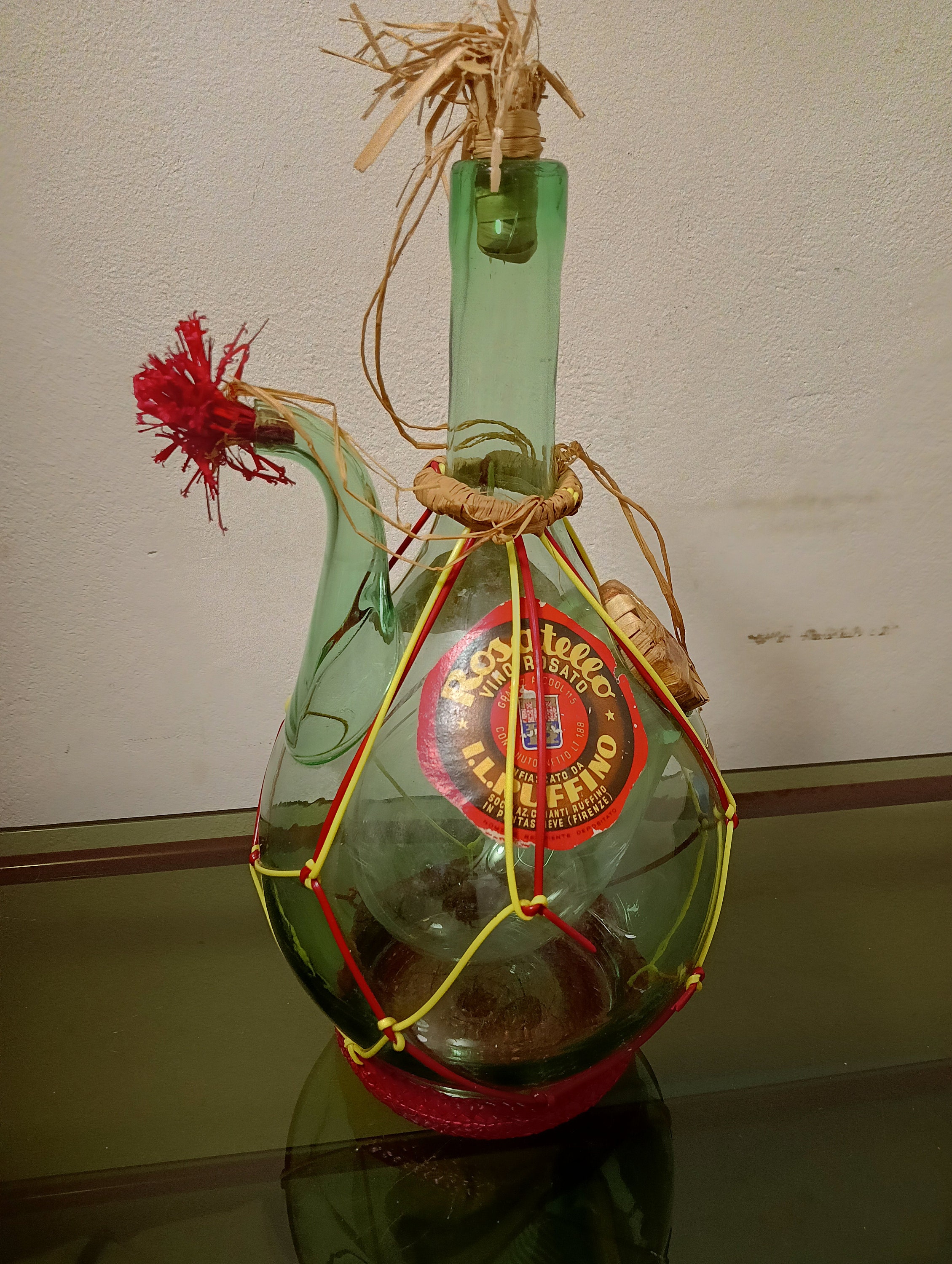 グリーン ワイングラス ボトル クエット 二重内部ガラス イタリア製