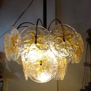 Murano ceiling light Veart Toni Zuccheri authentic glass Vistosi was Made in Italy 1960s