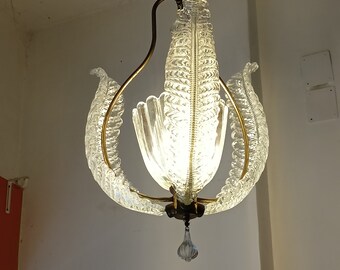 Murano Barovier ceiling light vetro e ottone autentico Made in Italy 1940s