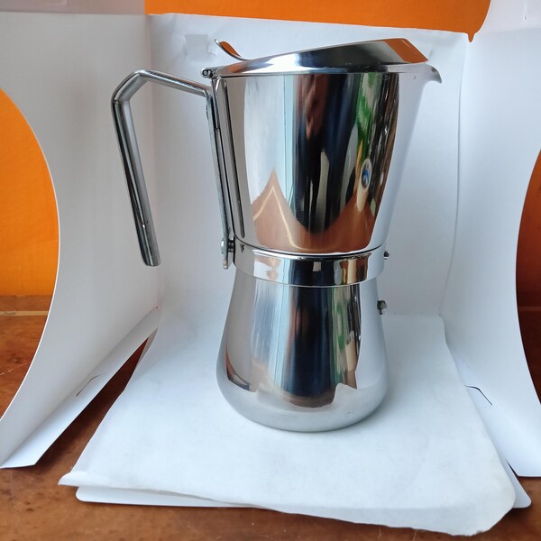 Carlo Giannini Espresso Coffee Maker 6/9 Cups Giannina 18/10 Stainless Steel Made in Italy 1990s