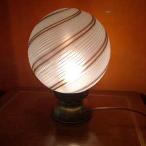 Murano swril mushroom lamp glass and brass made in Italy 1970s