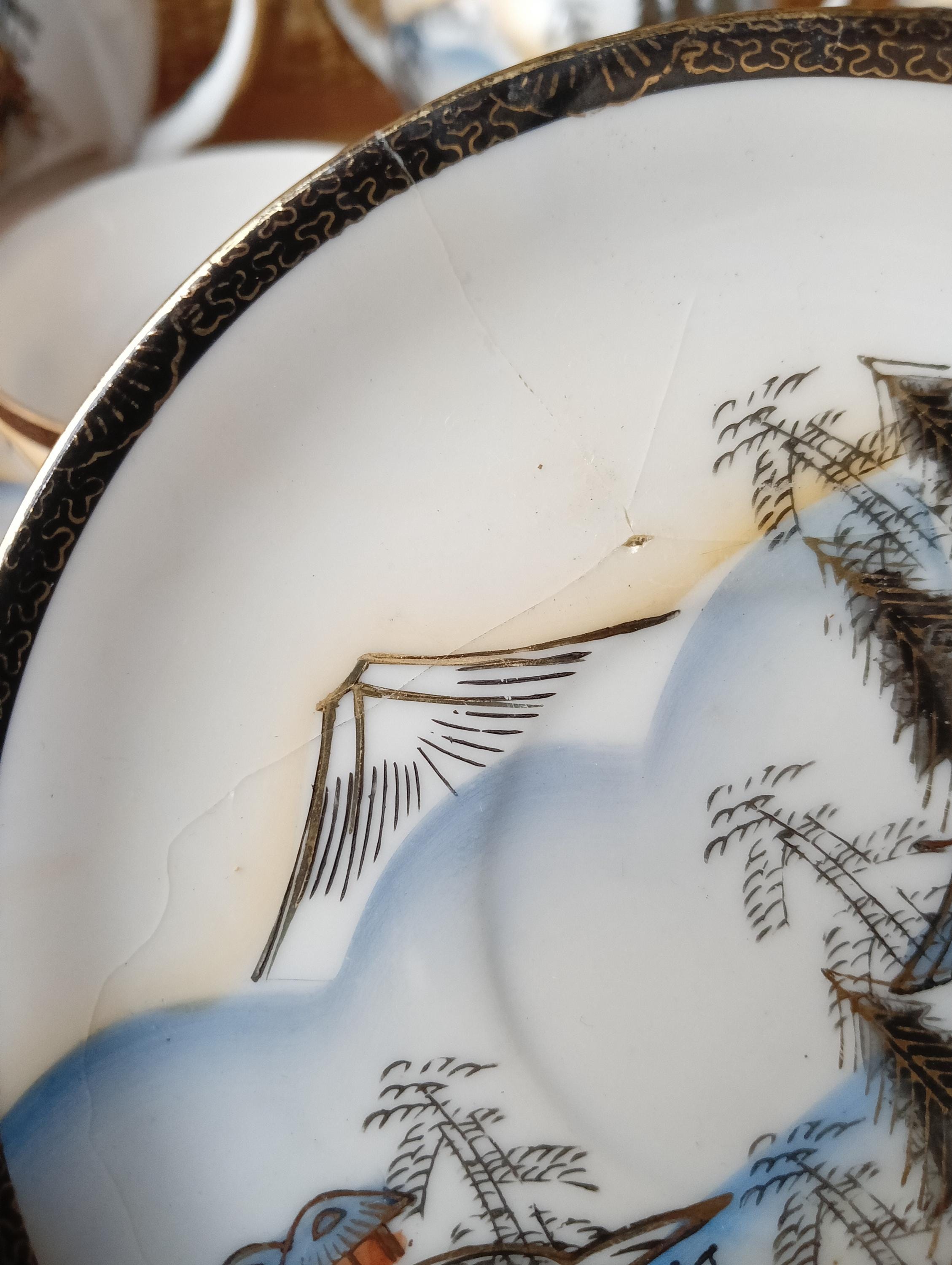 Tea Set Porcelain Eggshell Japanese Roxy China Hand Painted Circa