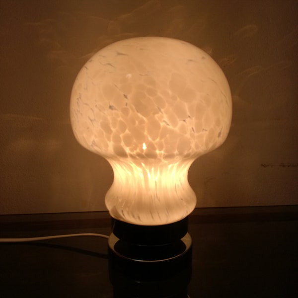 Murano mushroom lamp vetro originale bianco e trasparente Mazzega made in Italy 1970s