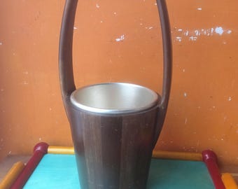 Secchiello porta ghiaccio ice bucket in legno teak vintage degli anni 70