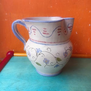 Brocca in ceramica di Vietri sul mare design La Canaria vintage terracotta a smalto policroma autentico Made in Italy 1960s