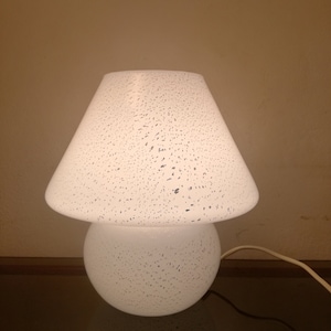 Murano mushroom lamp glass vetro white silver 1970s Made in Italy