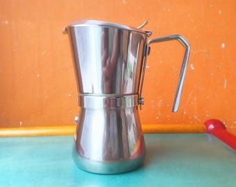 Caffettiera espresso Carlo Giannini 3/6 tazze Giannina acciaio inox 18/10 Made in Italy 1990s