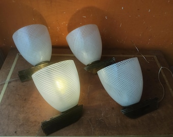1 di 4 Venini reticello Murano glass sconce Carlo Scarpa design autentico Made in Italy 1940 ca