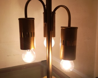 Messing tafellamp cascade 3 luci ottone ruimte tijdperk sputnik tijdperk gemaakt in Italië jaren 1970