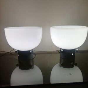 Murano Mazzega Nason desk lamp pair vetro opaline originale made in Italy 1970s