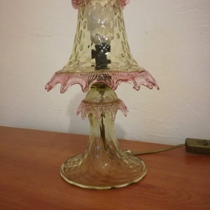 Murano glass lamp genuine 30 cm pink/caramel made in Italy 1970s