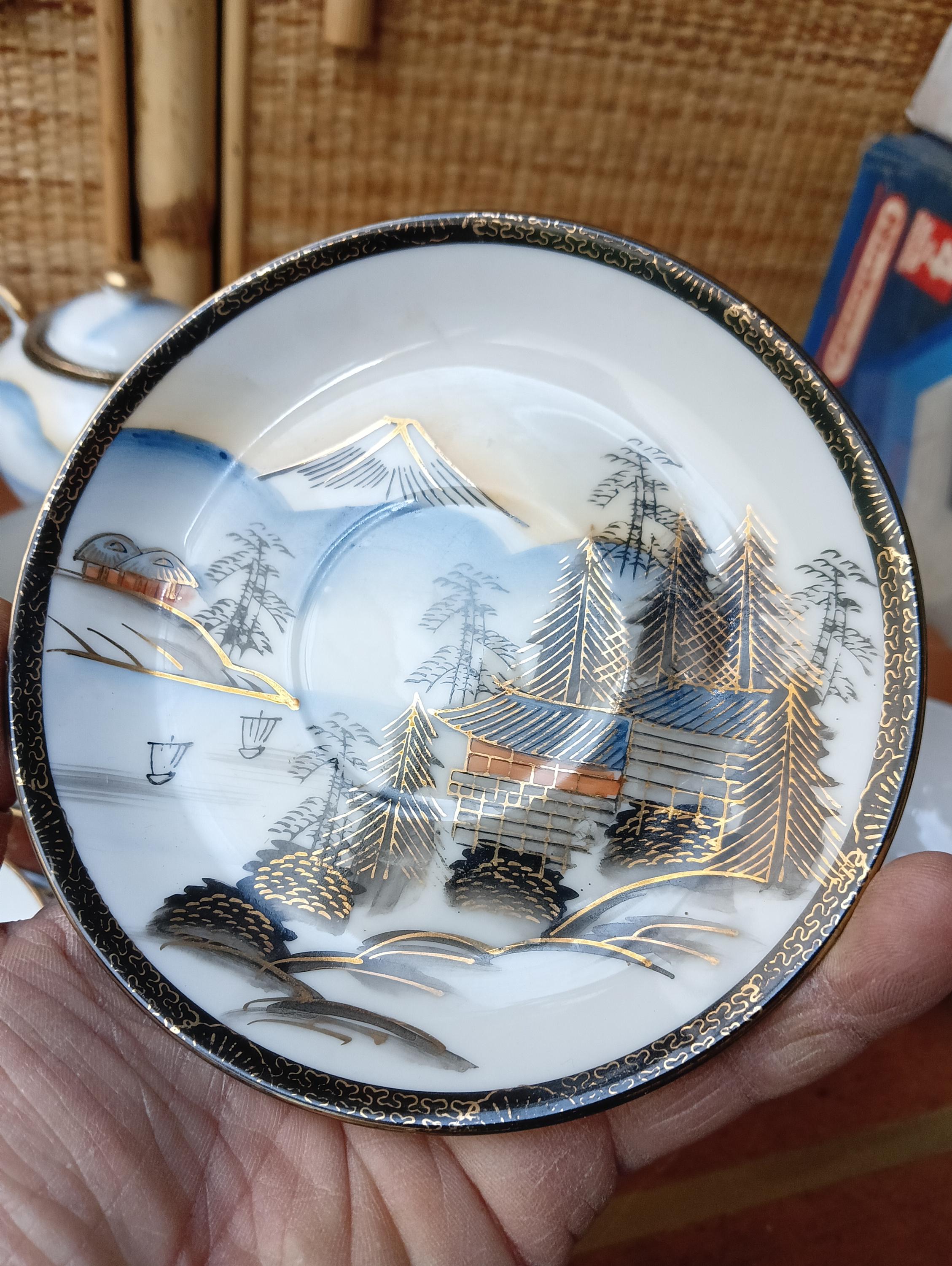 Tea Set Porcelain Eggshell Japanese Roxy China Hand Painted Circa