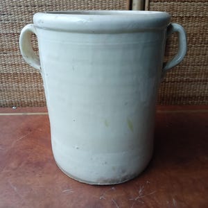 Container jar Puglia Apulia terracotta enamelled antique Grottaglie XL Made in Italy 1930s