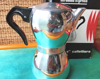 La Signora 3/6 kop espresso koffiezetapparaat, nieuw NOS espresso koffiezetapparaat, Meazza Masciardi ontwerp, Made in Italy, jaren 60