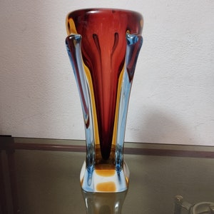 Murano vase glass sommerso 2,910 kg authentic multicolor Flavio Poli Made in Italy 1960s