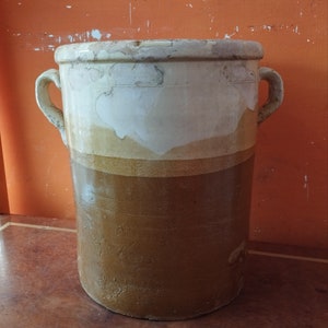XXL Jar container Puglia Apulia ancient glazed earthenware Grottaglie Made in Italy 1930s