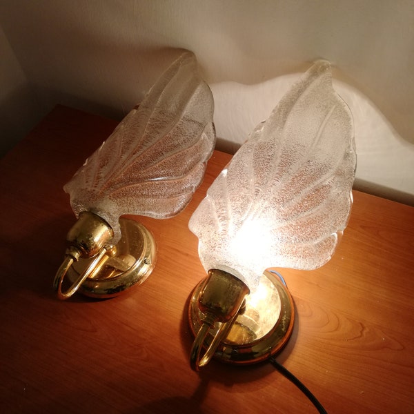 Murano wall lamp pair vetro originale made in Italy 1980s