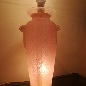 Murano roze glazen lamp Murano scavo 55 cm hoog gemaakt in Italië jaren 1970