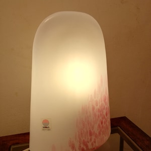 Murano table lamp glass pink white with label murrine mushroom made in Italy 1980s