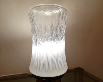 Murano table lamp mazzega Nason era vetro white trasparente made un Italy 1970s
