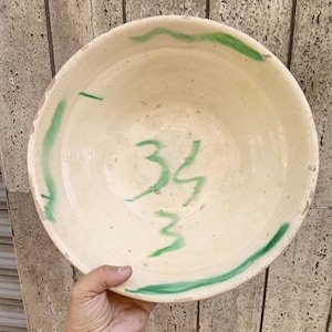 XL Glazed Terracotta Bowl Bowl Puglia Apulia Grottaglie 35.5 cm Authentic Made in Italy Antique 1890s