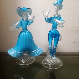 Venetian Dancers Couple Authentic Murano Glass Made in Italy 1970s
