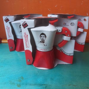 3 Moka Scarface 1/2 cup espresso coffee makers in lacquered aluminum, vintage from the 2000s