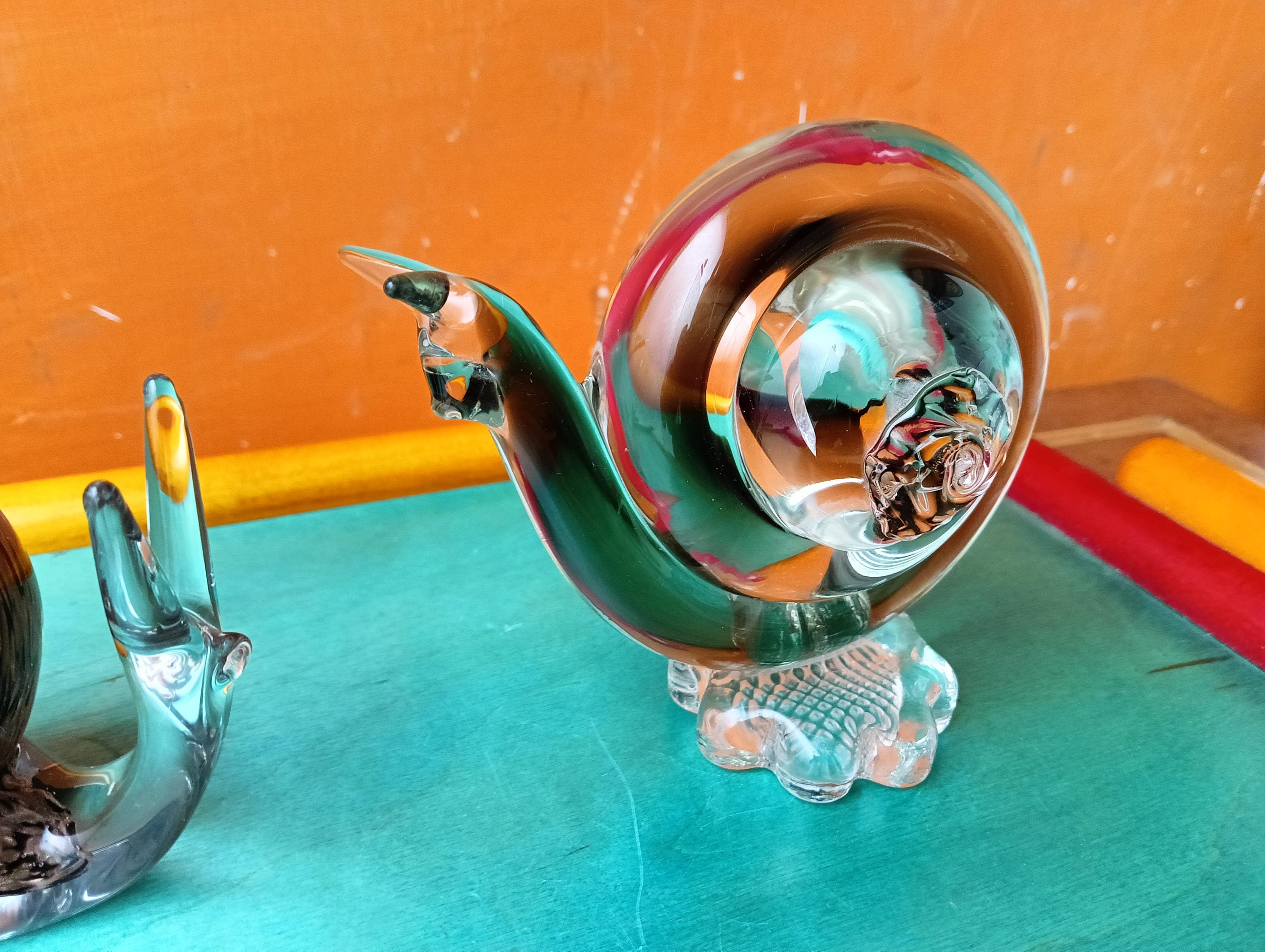 ムラーノガラス　エンポリ　 Murano ガラスオブジェ　カタツムリ　イタリア ムラーノガラスのカタツムリのペア 本物 イタリア製 1980年代 - Etsy 日本