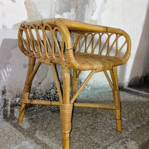 Vintage Bambù rattan coffee table in the style of Franco Albini Made in Italy 1970s
