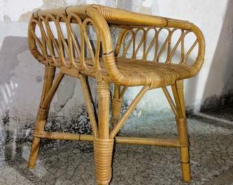 Vintage Bambù rattan coffee table in the style of Franco Albini Made in Italy 1970s