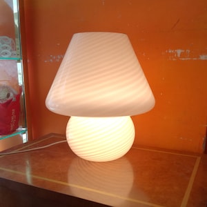 Murano mushroom lamp light pink swirl glass originale 40 cm tall Made in Italy 1980s