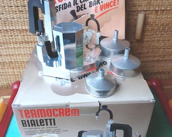 Bialetti termocrem cappuccino coffee maker, NOS, new with authentic box, Made in Italy, 1980s