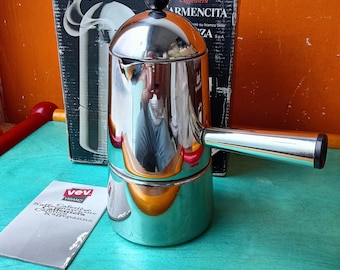 Cafetière expresso Lavazza Carmencita 6 tasses, acier inoxydable 18/10, Vev Viganò, authentique, fabriquée en Italie, années 1980