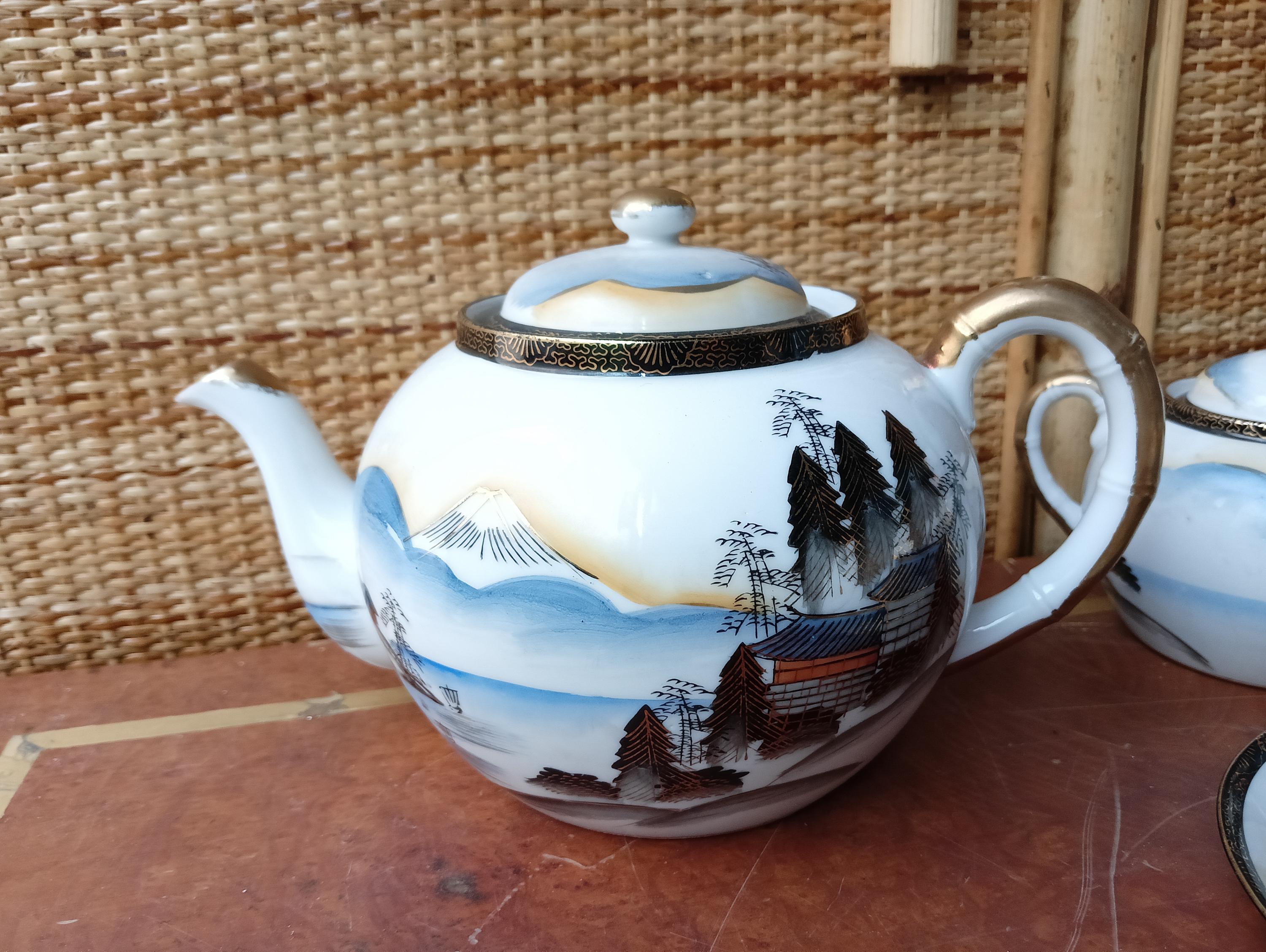 茶 himipa Tea Set Porcelain Eggshell Japanese Roxy China Hand Painted Circa