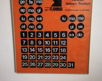 Calendario publicitario perpetuo vintge 42 x 38 cm pared perfecta hecha en Italia década de 1970