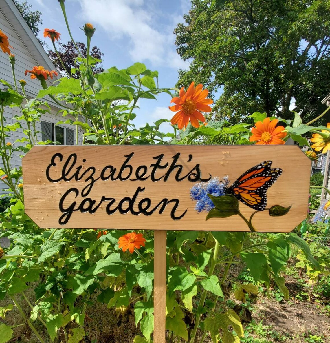 Sunflower Garden Sign Custom carved Garden Signs Personalized Etsy
