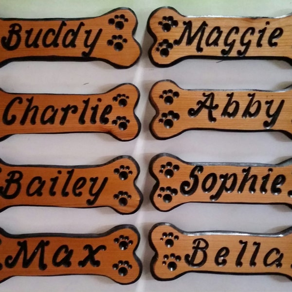 Personalized Dog Bones. Custom Dog Bones, Custom wood dog Bones,  personalized carved wood dog bones dog house signs pet name signs