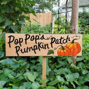 Pumpkin Patch Garden Sign Personalized and Handcarved and Handpainted on cedarwood