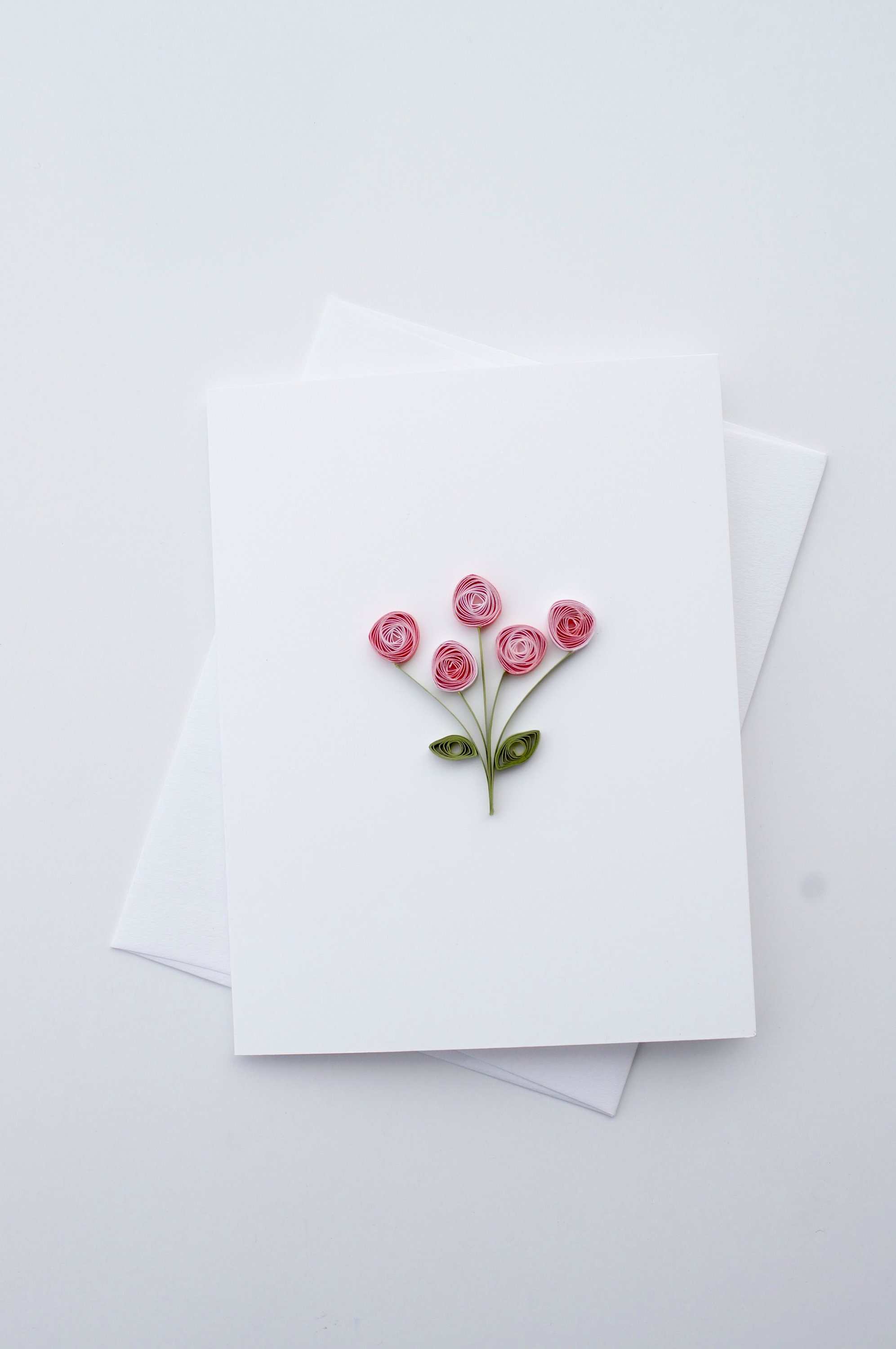 Carte Quilling Fleurs 3D Fait Main - Vierge Matelassée Toute Occasion - Acnolee Ltd