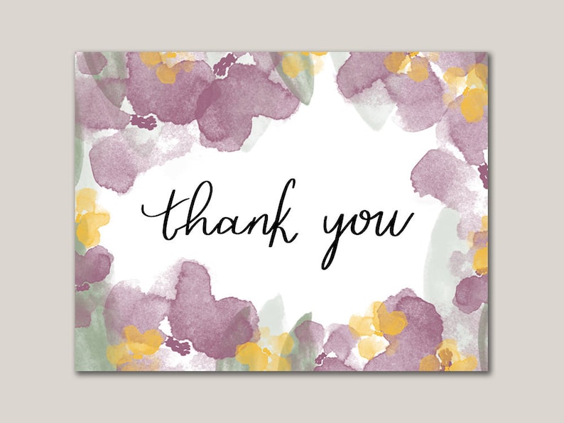 Floral Greeting Card Printable Thank You Cards Wedding Thank You Cards A2 Card Greeting Card